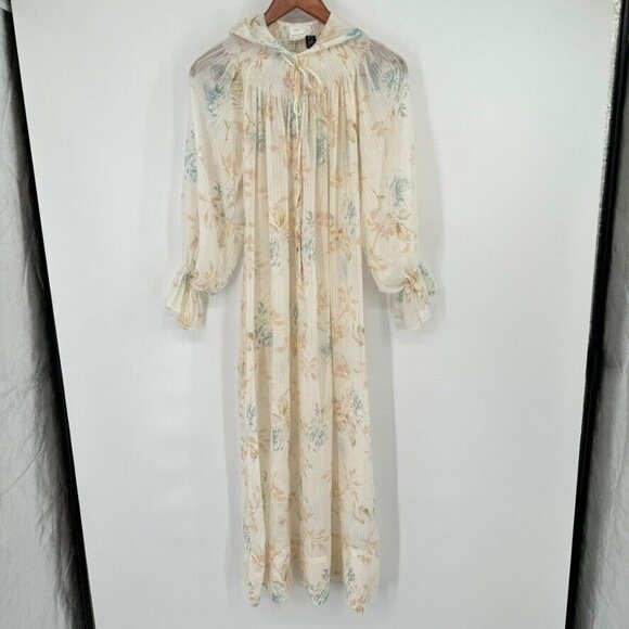 Gilligan & O'Malley Cottage Core Floral Vintage Nightgown smocked hooded medium - Picture 4 of 16